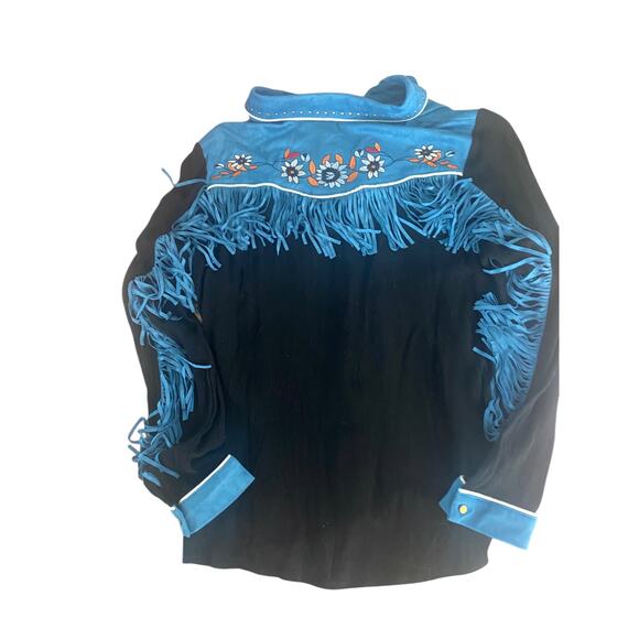 Vintage-Inspired John Moon Western Shirt M - Embroidered Floral Fringe Rodeo - Picture 7 of 10